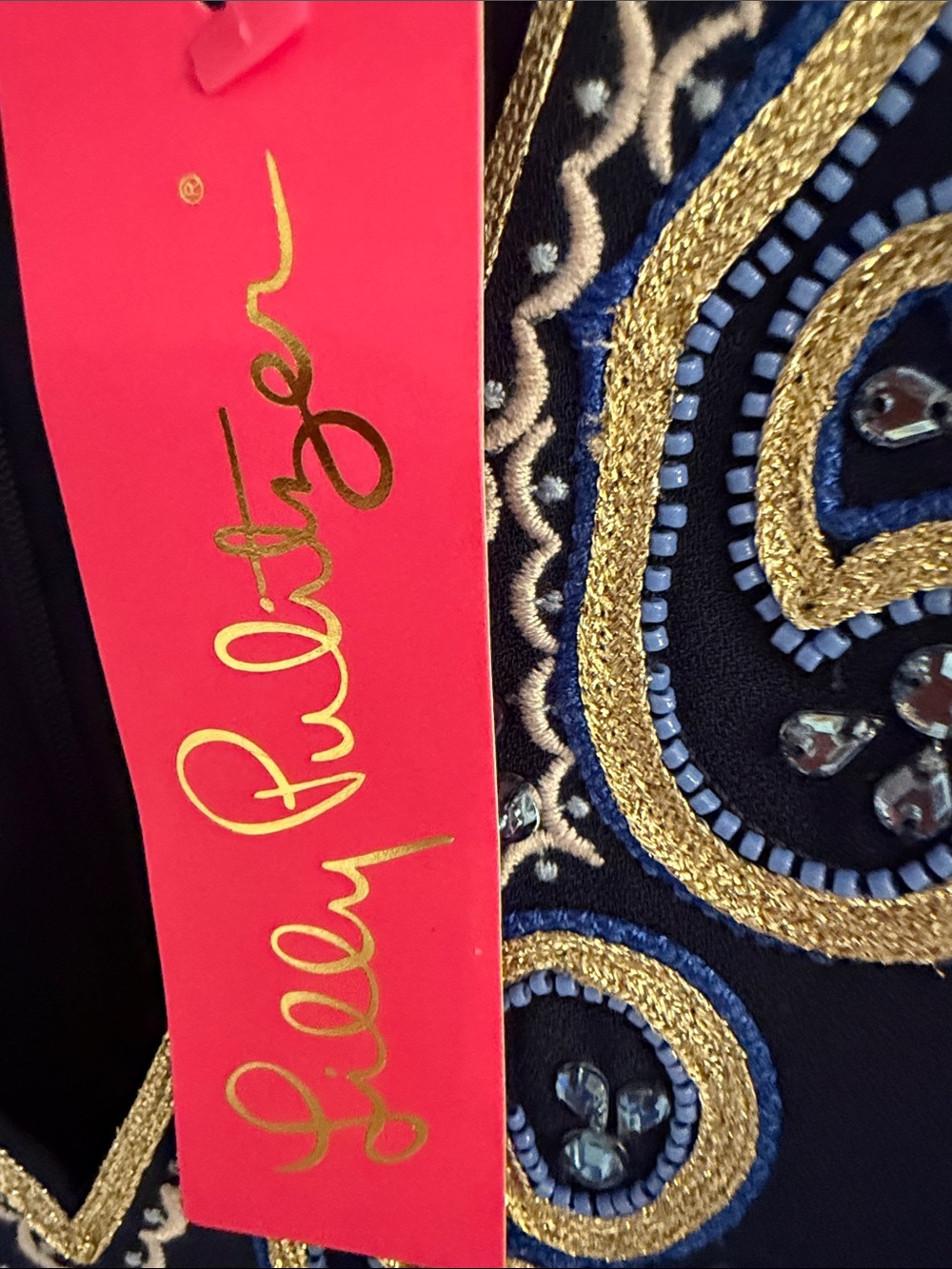 Lilly Pulitzer Navy Sleeveless Embroidered V-Neck Mini Dress - Picture 3 of 5